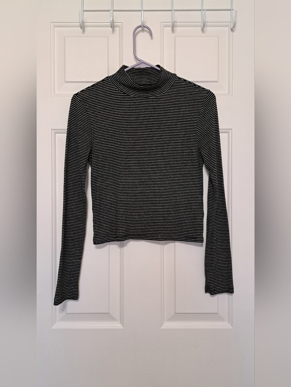 Wild Fable Striped Mock Neck Long Sleeve Crop Top